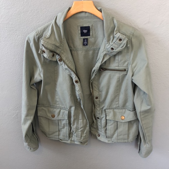 GAP Factory Khaki Cotton Canvas Military Utility Style Green Jacket Y2K XS - Picture 4 of 8